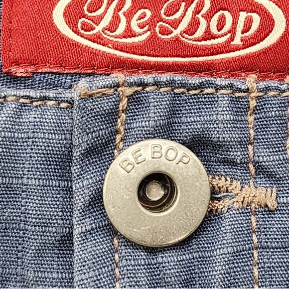 Vintage BeBop Pants Womens 13 Juniors Blue Ripstop Drawstring Wide Leg Grunge - Picture 2 of 13